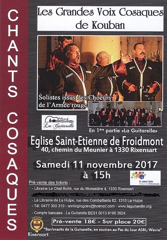 Affiche. Rixensart. Les Grandes Voix Cosaques de Kouban. 2017-11-11